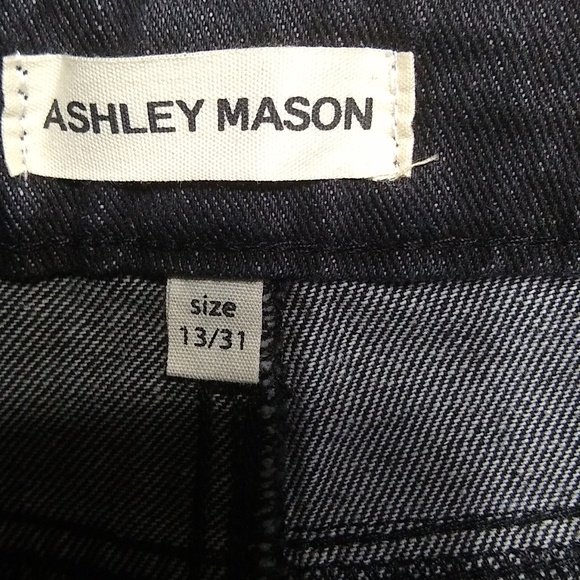 Ashley Mason 90s wide legs black jeans Size 31 hi rise raw hem - Picture 8 of 9